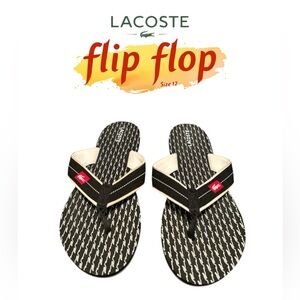🐊 Lacoste navy blue with white mens flip flops size 12